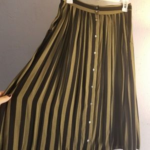 Forever 21 Midi Skirt Striped Green & Black